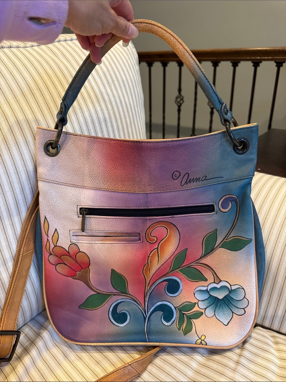 Anna by anuschka bird floral plant crossbody bag purse - Picture 2 of 9